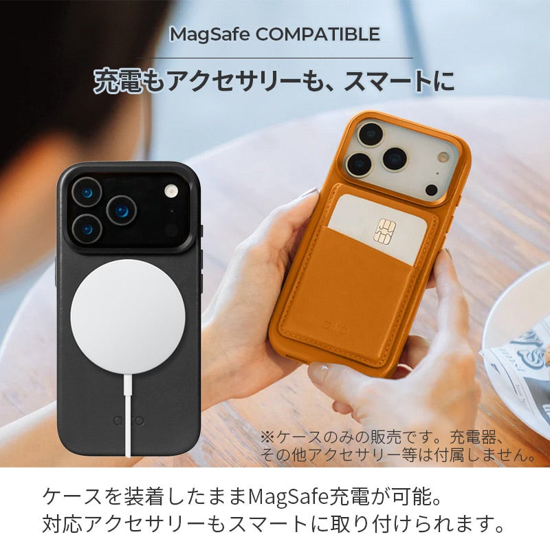 iPhone18 Pro / iPhone18 ProMax / iPhone17 Pro / iPhone17 ProMax / 本革 レザー スタンド付き MagSafe対応 背面ケース 耐衝撃 米軍